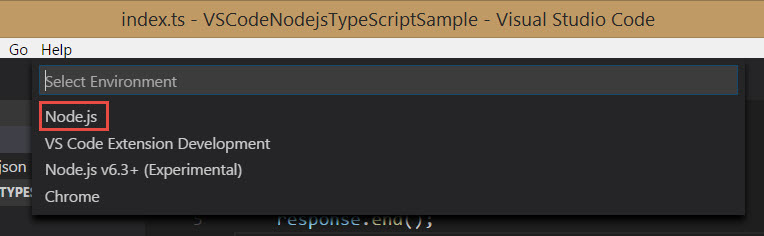 visual studio code for node js