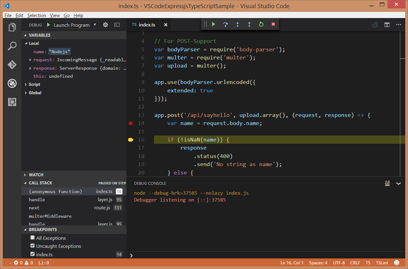 node js visual studio code